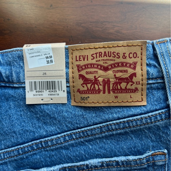 Levi's 501 Women's Distressed Blue Jean Shorts - Picture 4 of 4